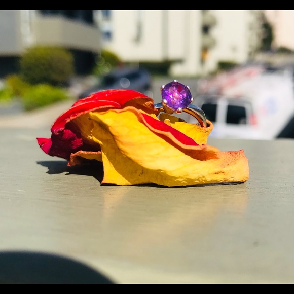 Solitaire Amethyst Hexagonal Sterling Silver - Picture 3 of 10